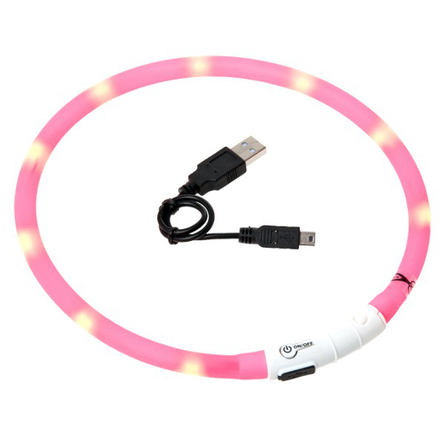 Flamingo Ошейник с LED подсветкой 70 см розовый – интернет-магазин Ле’Муррр