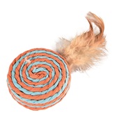 PET STAR Игрушка для кошек спираль разноцветная с пером, 1 шт 